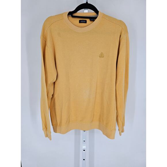 Vintage 1990s Izod Mens Sz M Crew Neck Sweatshirt Yellow Cotton Blend - Picture 1 of 3